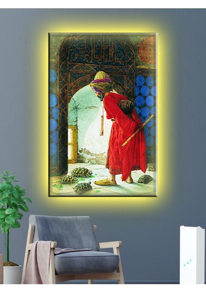 LED Işıklı Dünyaca Ünlü Kaplumbağa Terbiyecisi Tablo 70 x 50