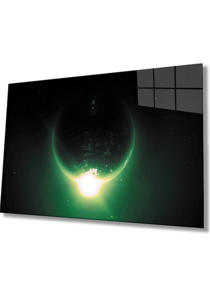 Evren Neon Yeşil Işık Küre Universe