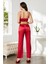 Kadife Saten 3'lü Pijama Takım 2075 Kırmızı 2