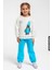 %100 Pamuklu Penguen Baskılı Uzun Kollu Kız Çocuk Bisklet Yakalı Sweatshirt 1-5 Yaş 875 2