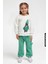 %100 Pamuklu Penguen Baskılı Uzun Kollu Kız Çocuk Bisklet Yakalı Sweatshirt 1-5 Yaş 875 2