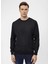 O Yaka Slim Fit Armürlü Siyah Erkek Kazak TR2013700261 1