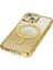 Apple iPhone 14 Kılıf Joke Simli Magneticsafe Kılıf - Gold 4