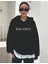 Siyah Kadın Sweatshirt Oversize Balance Slogan Baskılı Günlük Giyim 1