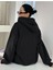 Siyah Kadın Sweatshirt Oversize Balance Slogan Baskılı Günlük Giyim 2