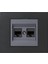 Grano Metalik Cat6 RJ45 Çift Jaklı Data Prizi Füme + Siyah Çerçeve 1