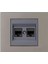 Grano Metalik Cat6 RJ45 Çift Jaklı Data Prizi Füme + Antrasit Çerçeve 1