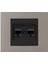 Grano Metalik Cat6 RJ45 Çift Jaklı Data Prizi Siyah + Antrasit Çerçeve 1