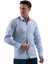 Mavi Üzerine Beyaz Kendinden Desenli Elegant Pamuk Slim Fit Erkek Gömlek 2