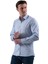 Mavi Üzerine Beyaz Kendinden Desenli Elegant Pamuk Slim Fit Erkek Gömlek 3