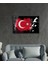 Atatürk Bayrak Atatürk Silüetli Gölgeli Siyah Fonlu Cam Tablo 2