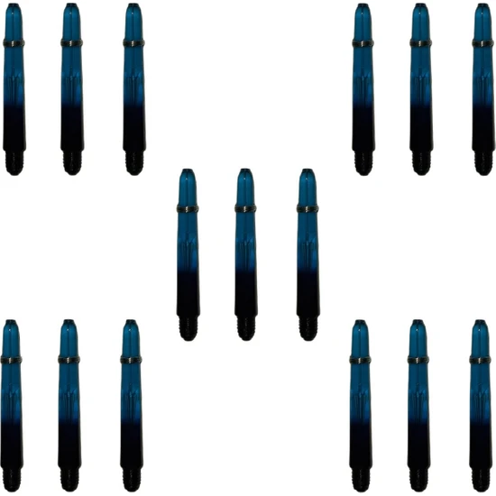 Dartsan 5 Set (15 Adet) 41MM Mavi-Siyah (Pc) Şeffaf Dart Shaft-Şaft.