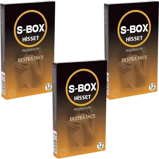 Muhtelif S-Box - Prezervatif Feel Hisset Ekstra Ince 12Lİ Latex Kondom - 3 Paket