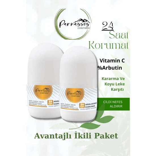 Parnassos Cosmetic Vegan Unisex Roll-On 50 ml ( Ikili Set ) C Vitamini ve Beyazlatıcı Etki
