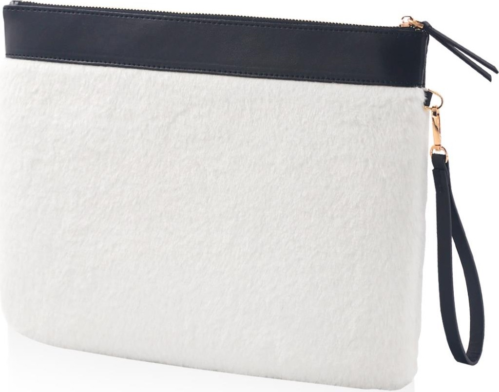 The Mia Peluş Clutch Çanta Beyaz 26X33 cm