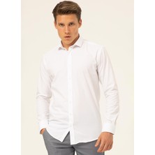 Süvari Slim Fit Klasik Yaka Düz Beyaz Erkek Gömlek GM1007100541