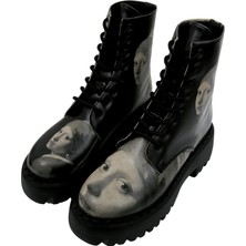 Kadın Vegan Deri Siyah Uzun Bot - Girl With a Pearl Earring Tasarım