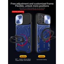 Fashion Case iPhone 14 PRO Max  Magsafe - Korumalı - Halkalı Mavi  Kılıf