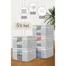 Meleni Home 5'li Maxi Pencereli Baza Altı Hurç - Çekyat Baza Tipi Yastık Kıyafet Saklama Hurcu 45 x 40 x 30 cm