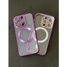 Fashion Case iPhone 14 PRO Mor Çerçeveli Şeffaf - Magsafe  - Kamera Korumalı