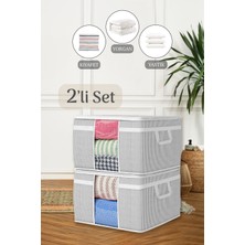 Meleni Home 2'li Maxi Pencereli Baza Altı Hurç - Çekyat Baza Tipi Yastık Kıyafet Saklama Hurcu 45 x 40 x 30 cm