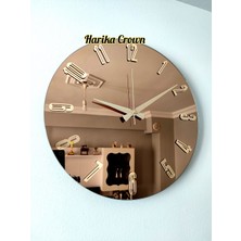 Harika Crown Gerçek Aynalı Dekoratif Duvar Saati (40- 50 Cm)