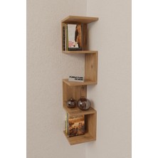 Cmkstore Zigzag Köşe Raf Kitaplık Duvar Rafı Atlantik Çam