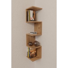 Cmkstore Zigzag Köşe Raf Kitaplık Duvar Rafı Atlantik Çam