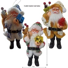 Pandoli 3 Adet Plastik Üzerine Elbiseli Noel Baba Maskotu 20 cm