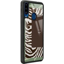 S-Case Samsung A20S Kahve Zebra Tasarımlı Glossy Telefon Kılıfı