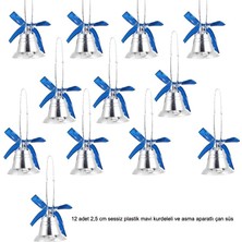 Pandoli Gümüş Renk 2,5 cm Çan Yılbaşı Süslemesi Çanı Sessiz 12 Adet