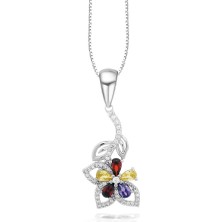 Renkli Bahar Çiçeği Love Flower Kadın Gümüş Kolye