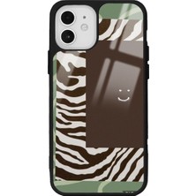 S-Case Apple iPhone 12 Kahve Zebra Tasarımlı Glossy Telefon Kılıfı