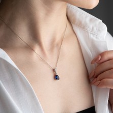 Byes 925 Ayar Gümüş Mavi Taşlı Kolye