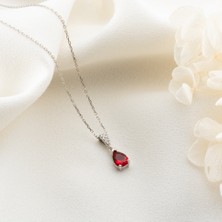 Byes 925 Ayar Gümüş  Ruby Taşlı Kolye