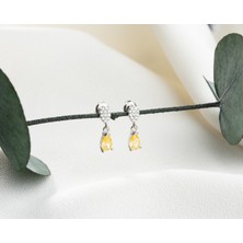 Byes 925 Ayar Gümüş  Sitrin Taşlı Küpe