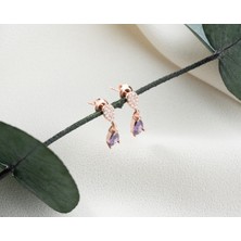 Byes 925 Ayar Gümüş Ametist Taşlı Küpe