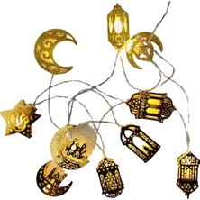 Decisive 10 LED Altın Ramazan Süslemeleri Eid Dekor Yıldız Ay Fener Ramazan Işıkları Kumandalı, Ramazan Parti Dize Işık (Yurt Dışından)