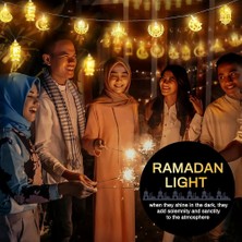 Decisive 10 LED Altın Ramazan Süslemeleri Eid Dekor Yıldız Ay Fener Ramazan Işıkları Kumandalı, Ramazan Parti Dize Işık (Yurt Dışından)