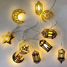 Decisive 10 LED Altın Ramazan Süslemeleri Eid Dekor Yıldız Ay Fener Ramazan Işıkları Kumandalı, Ramazan Parti Dize Işık (Yurt Dışından)