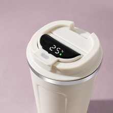 Decisive Kahve Için 510ML Akıllı Sıcaklık Şişesi LED Sıcaklık Göstergesi Termal Kupa Yalıtımlı Bardak Beyaz (Yurt Dışından)