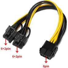 Talent Gpu 8pin To 2X8PIN(6+2) Grafik Kartı Madenci Için Çift Pcı-E Pcıe 8pin Güç Kaynağı Splitter Kablo Kordonu 21 cm (Yurt Dışından)