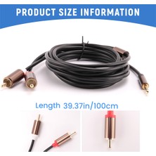 Talent Jack 3.5mm - 2 Rca Ses Kablosu Aux Splitter 3.5mm Stereo Erkek - Erkek Rca Adaptörü 2 Hoparlör Kablosu 1 M (Yurt Dışından)