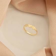 Dkmn Silver 925 Ayar Gümüş Üç Kalp Yan Kalpler Kalemli Yüzük