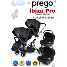 Prego 2071 Ibiza Pro Ikiz Travel  Bebek Arabası Siyah