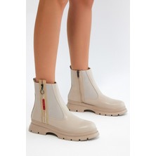 Tonny Black Kadın Ten Cilt Tonny Black Fermuarlı Detaylı Kadın Bot