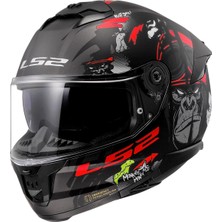 Ls2 Stream 2 Angry Monkey Mat Siyah-Kırmızı Kask