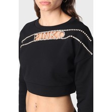 Pinko Pamuklu Elmas Logo Işlemeli Regular Fit Uzun Kollu Crop Sweat Bayan Sweat 101608 A12I Z99