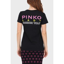 Pinko  Pamuk Logo Baskılı Regular Fit T Shirt Kadın T Shirt 100355 A13K Z99