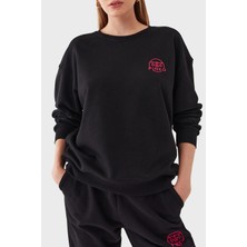 Pinko % 100 Pamuk Bisiklet Yaka Oversize Kadın Sweatshirt 101831 A162 Z99